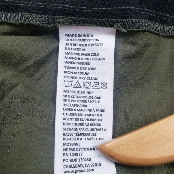 PrAna Double Peak E-Waist Shorts Men's XXL 8" Inseam Cargo Green Ripstop UPF 50+ - Picture 9 of 16